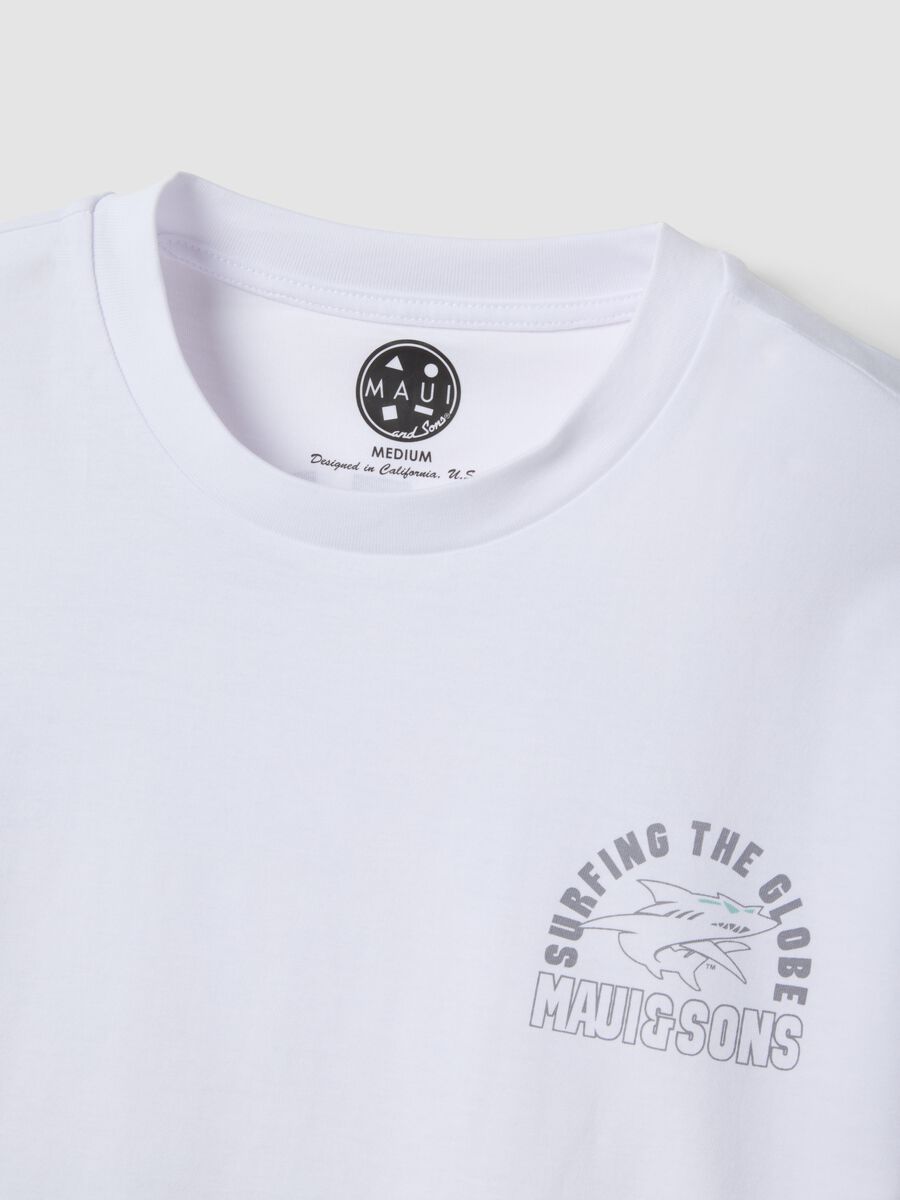 White pure cotton short-sleeve T-shirt, relaxed fit with print_5