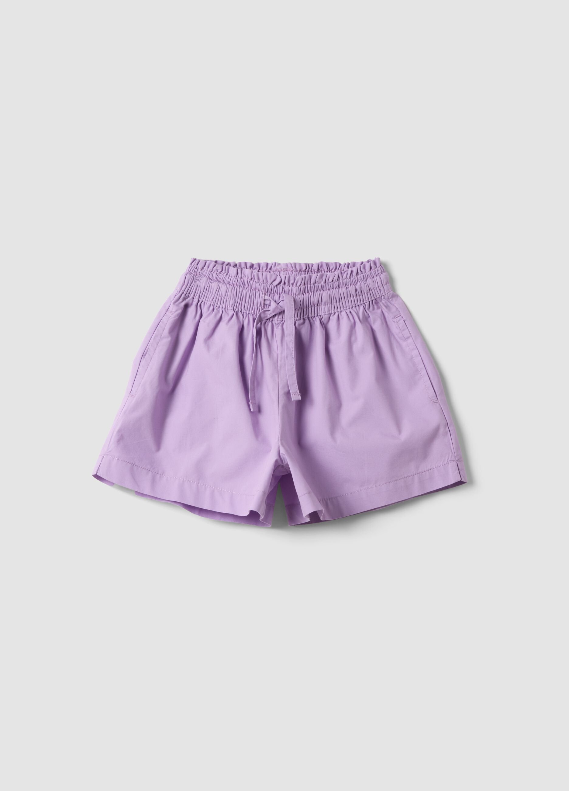 Purple pure cotton shorts with elasticated waist