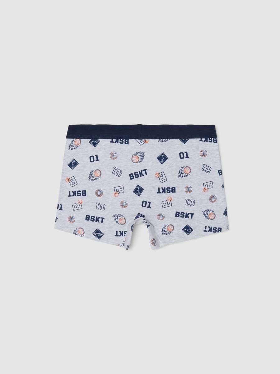 Boxer midi in cotone stretch con stampa basket_1