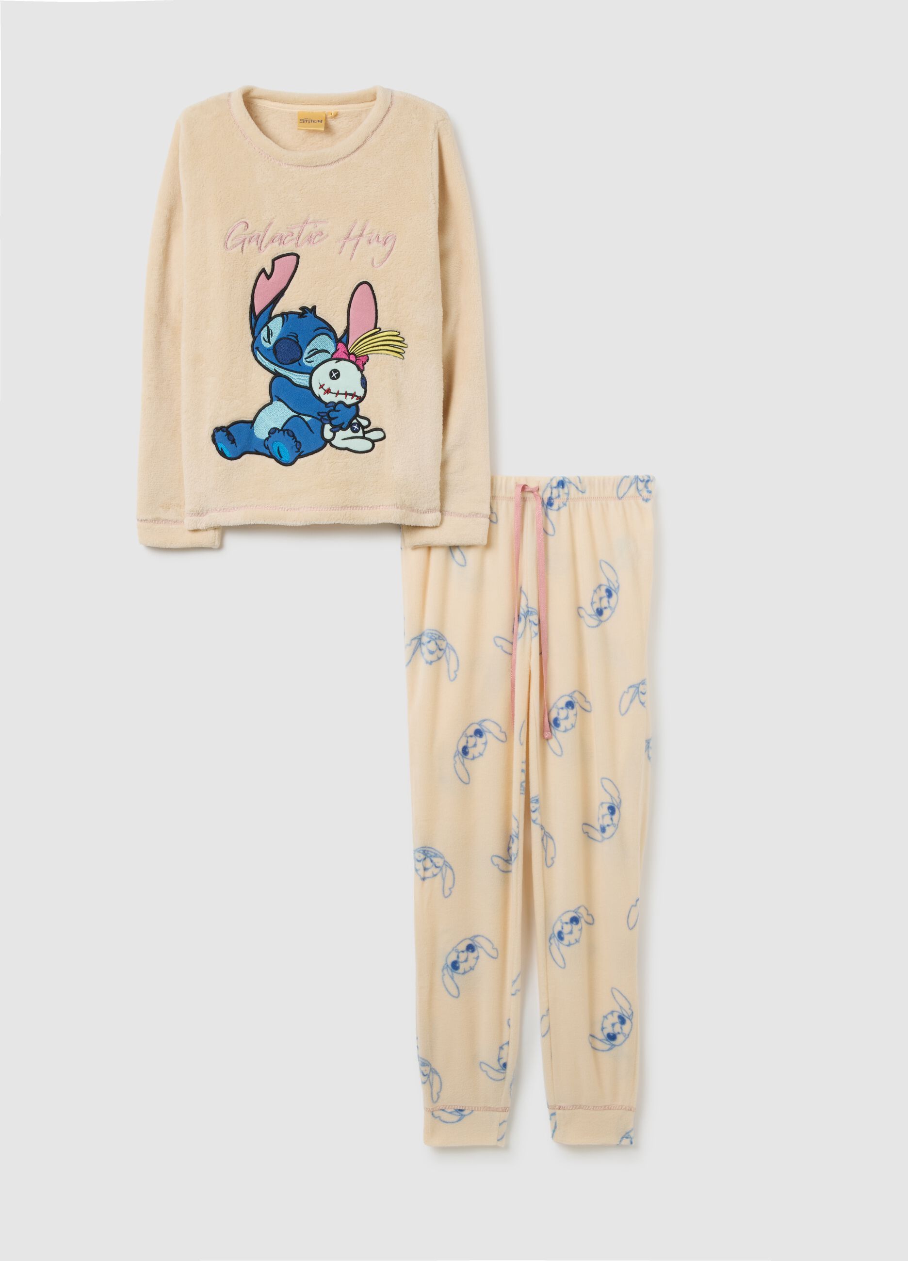 Beige coral fleece pyjamas regular fit with Disney decoration