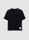 Oversized black pure organic cotton T-shirt with honeycomb texture for boys_0