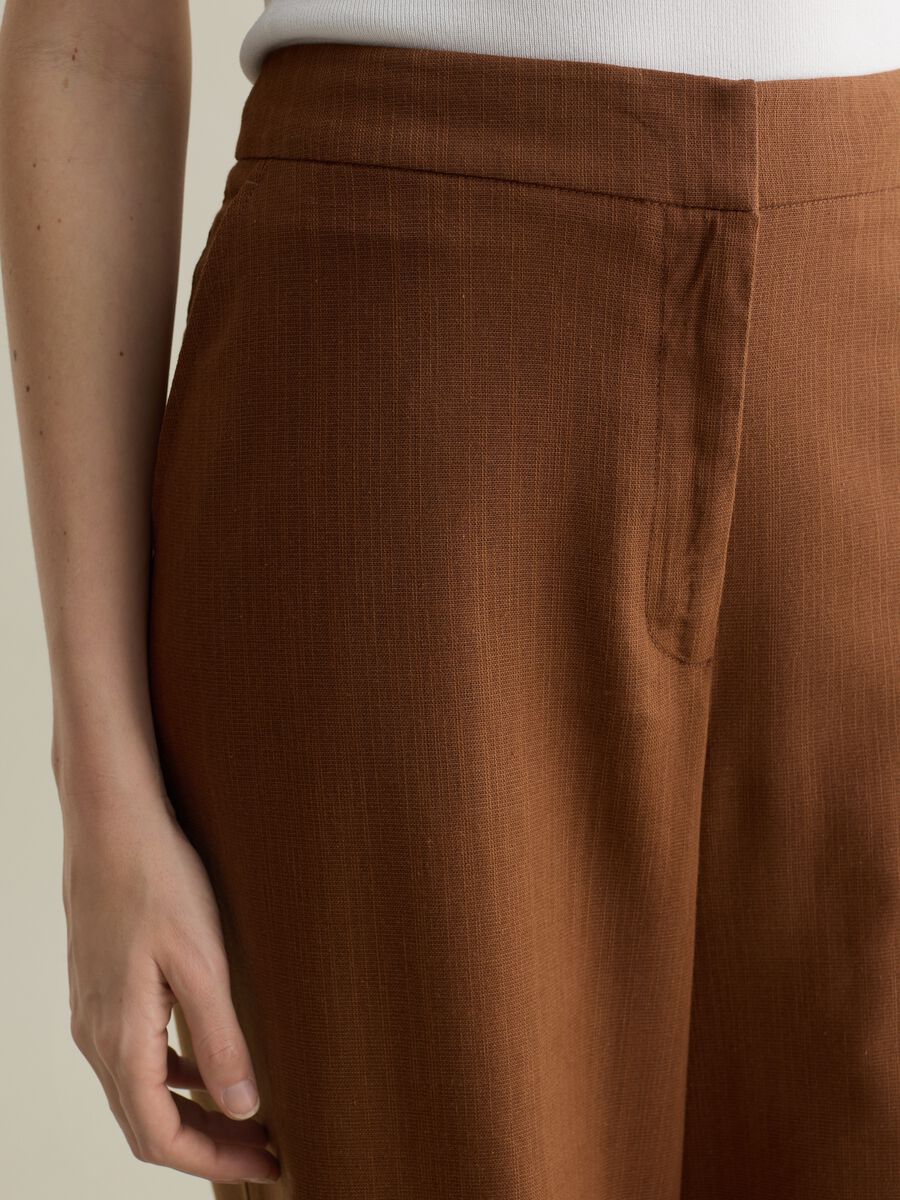 Brown palazzo trousers in cotton and viscose_2