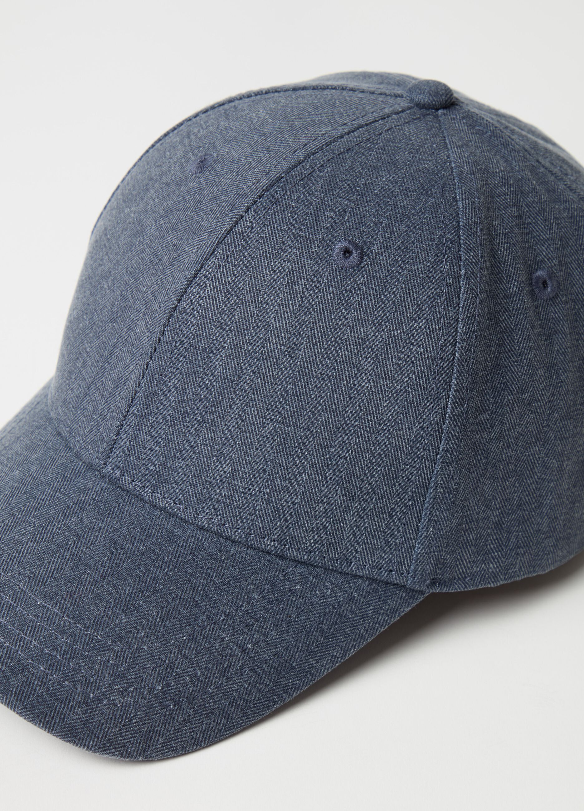 Baseball cap with herringbone weave