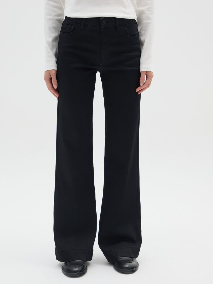 Black Cotton Blend Bootcut Jeans_1