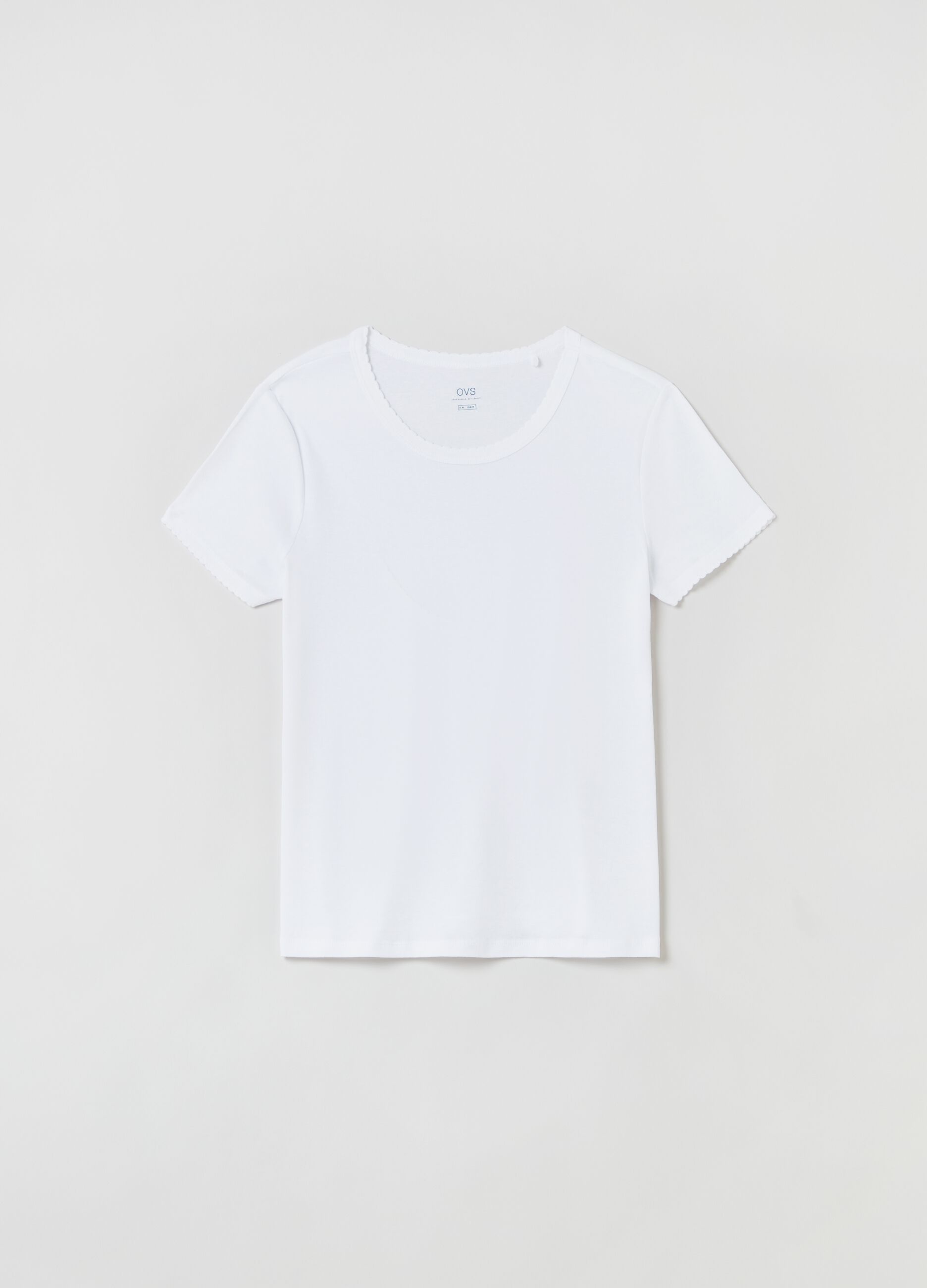 Cotton T-shirt with wavy trims