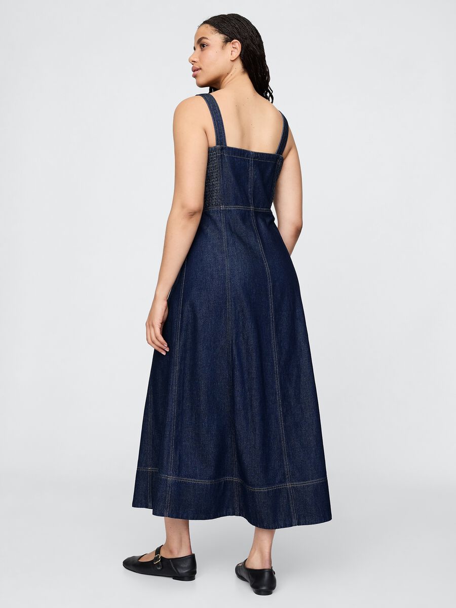 Long Denim Dress with Front Zip_5
