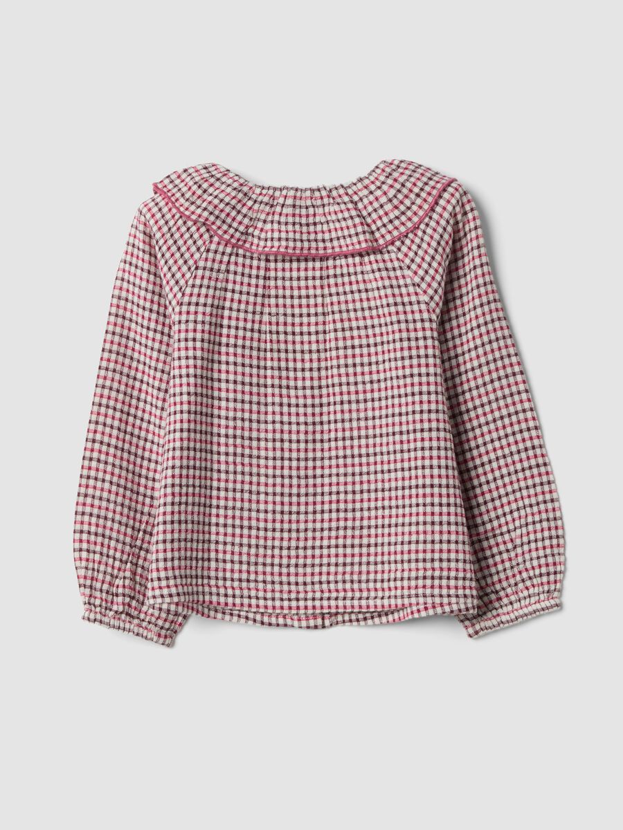 Camicia ecr&ugrave;, rosso bordeaux e rosa scuro in misto viscosa e cotone_1