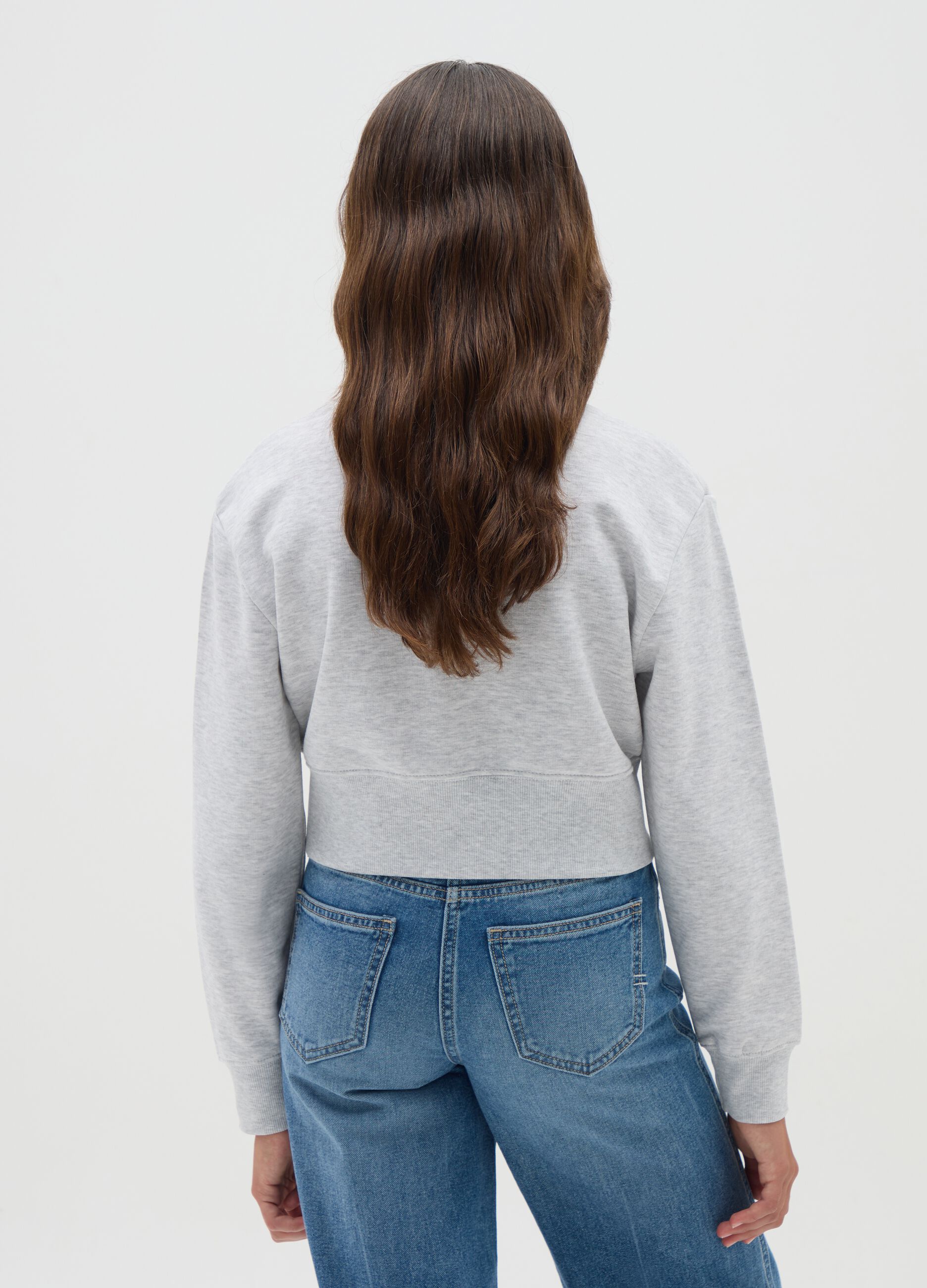 Girls' grey regular fit pure cotton sweatshirt