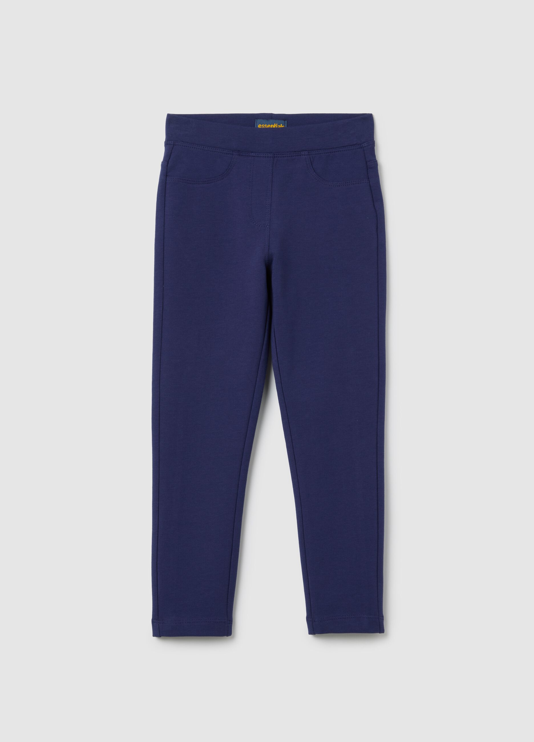 Girls' Blue Stretch Cotton Leggings