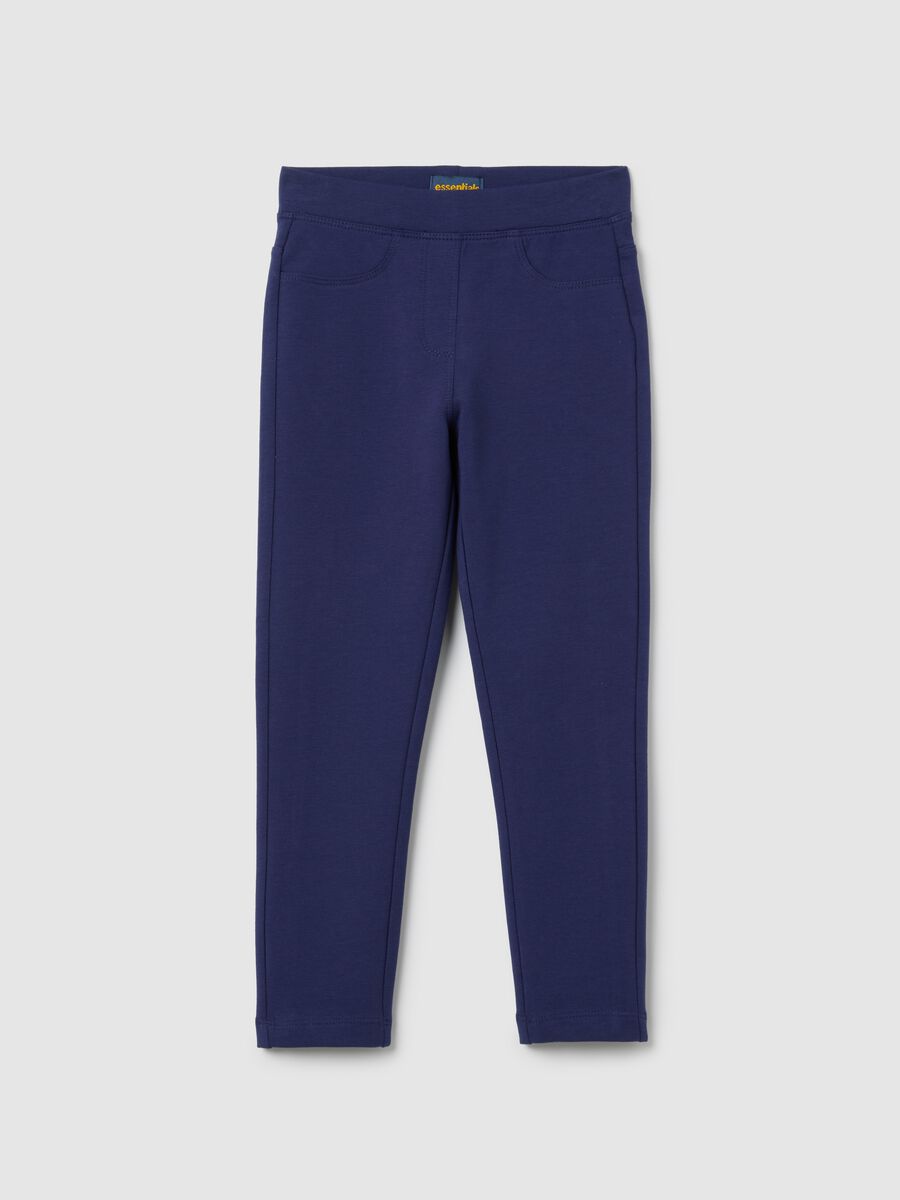 Girls' Blue Stretch Cotton Leggings_0