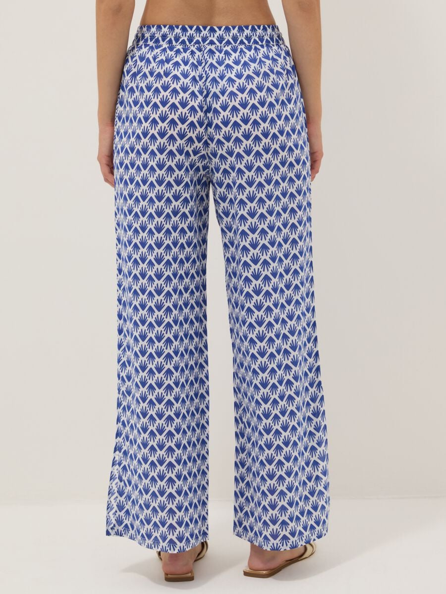 Long pure cotton multicolour floral-print trousers_2