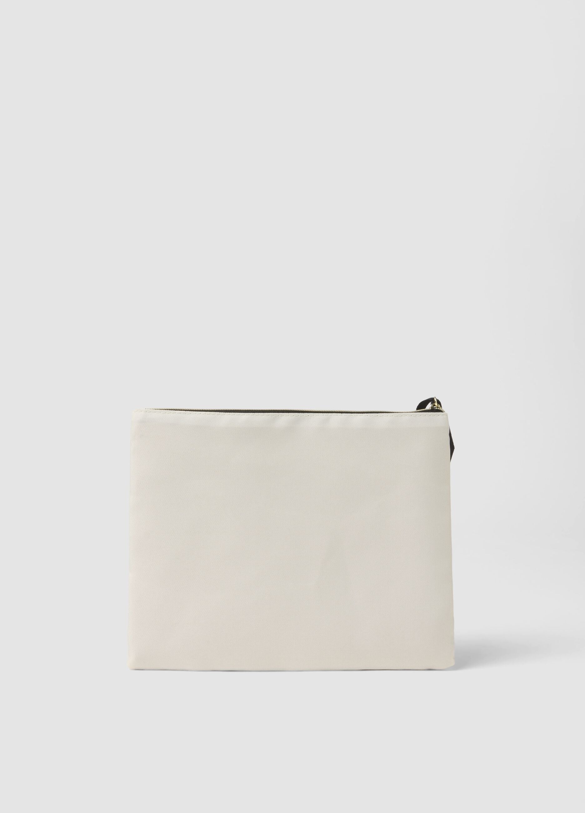 White teddy print pouch