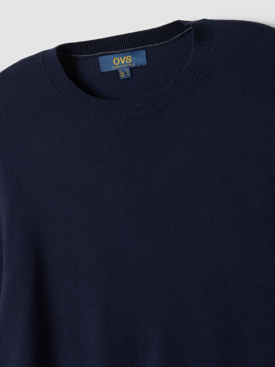Maglia girocollo blu in misto viscosa regular fit_1