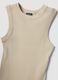 Tank top beige in cotone elasticizzato a costine fitted_1