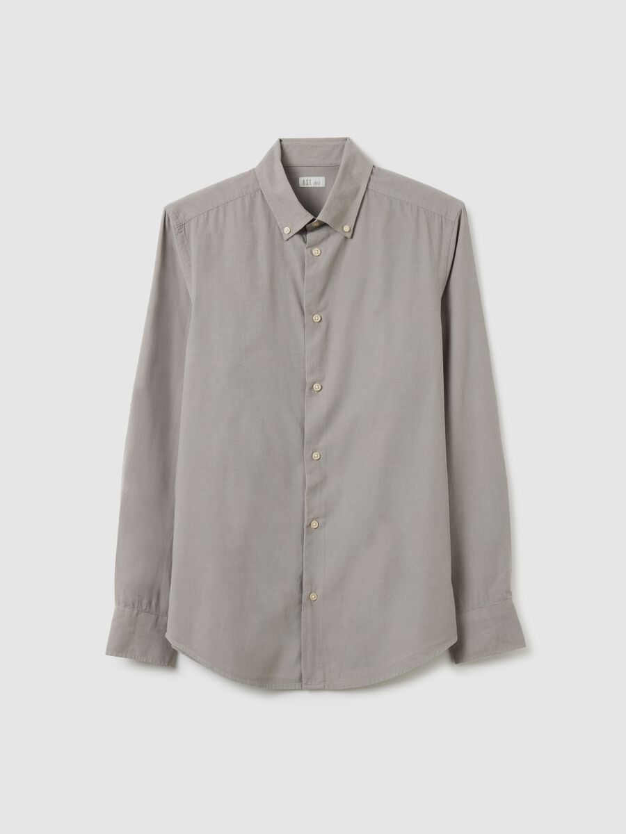 Grey pure cotton regular fit shirt_0