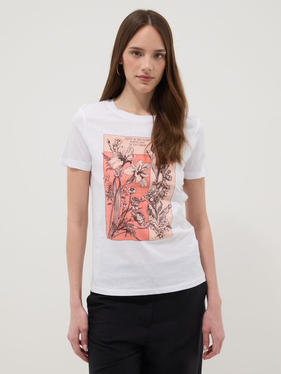 T-shirt in puro cotone bianca regular fit con stampa_1