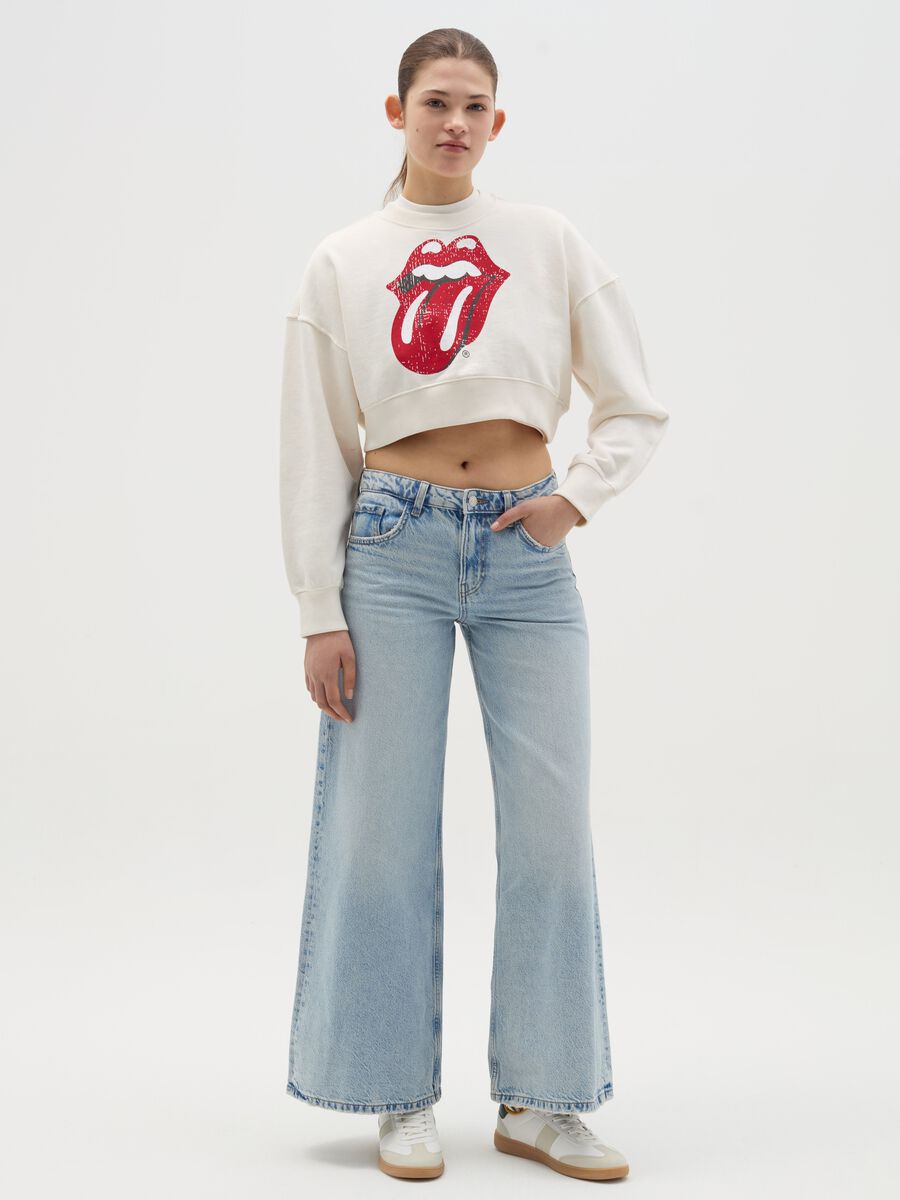 Crop sweatshirt with Rolling Stones print_1