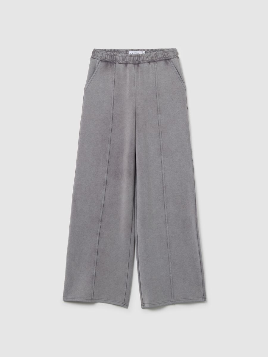 Grey stretchy cotton trousers with relaxed fit_0