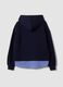 Blue cotton-blend hoodie with layered shirt-effect hem_2