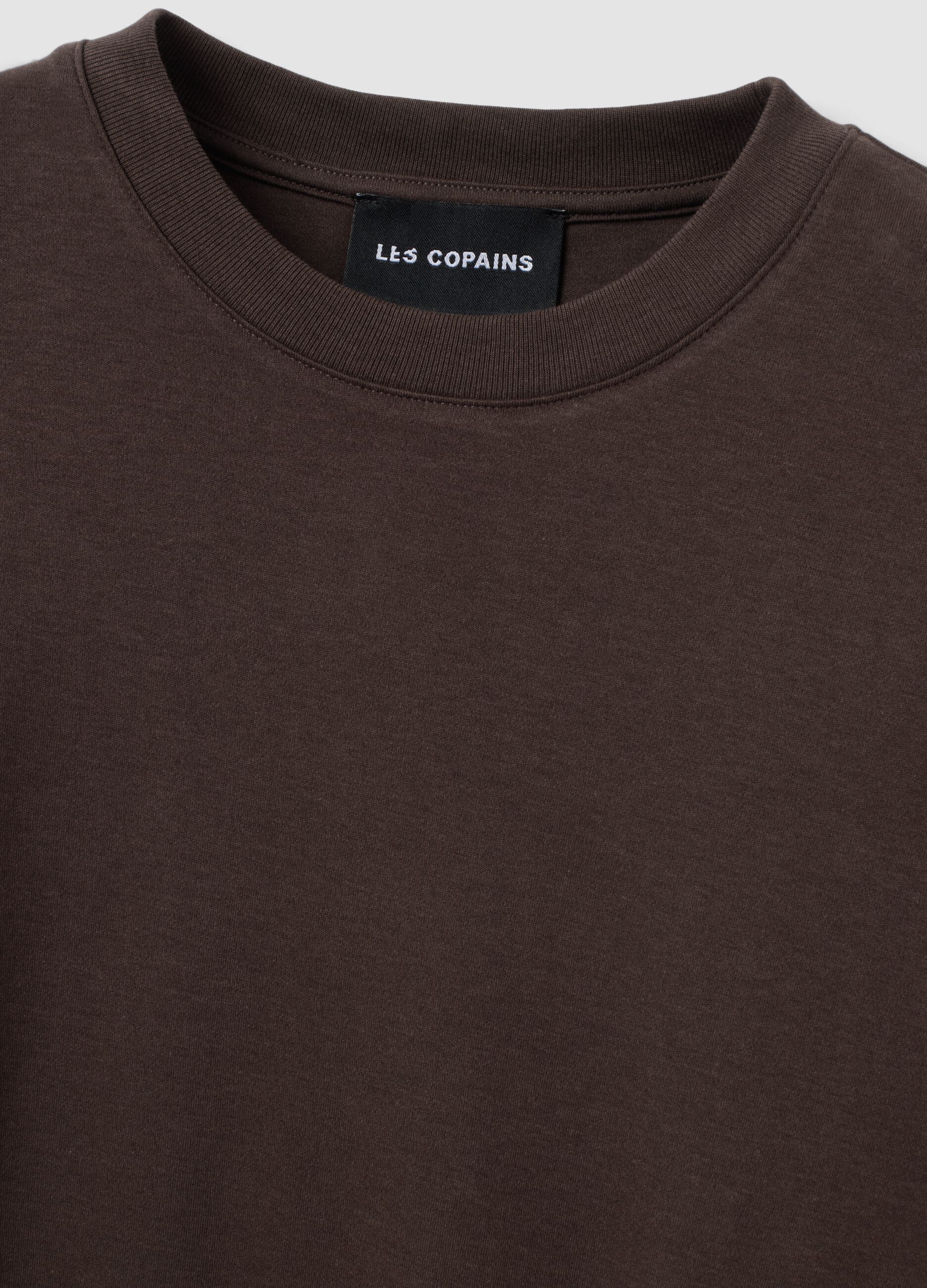 Brown boxy-fit T-shirt in a cotton&ndash;viscose blend