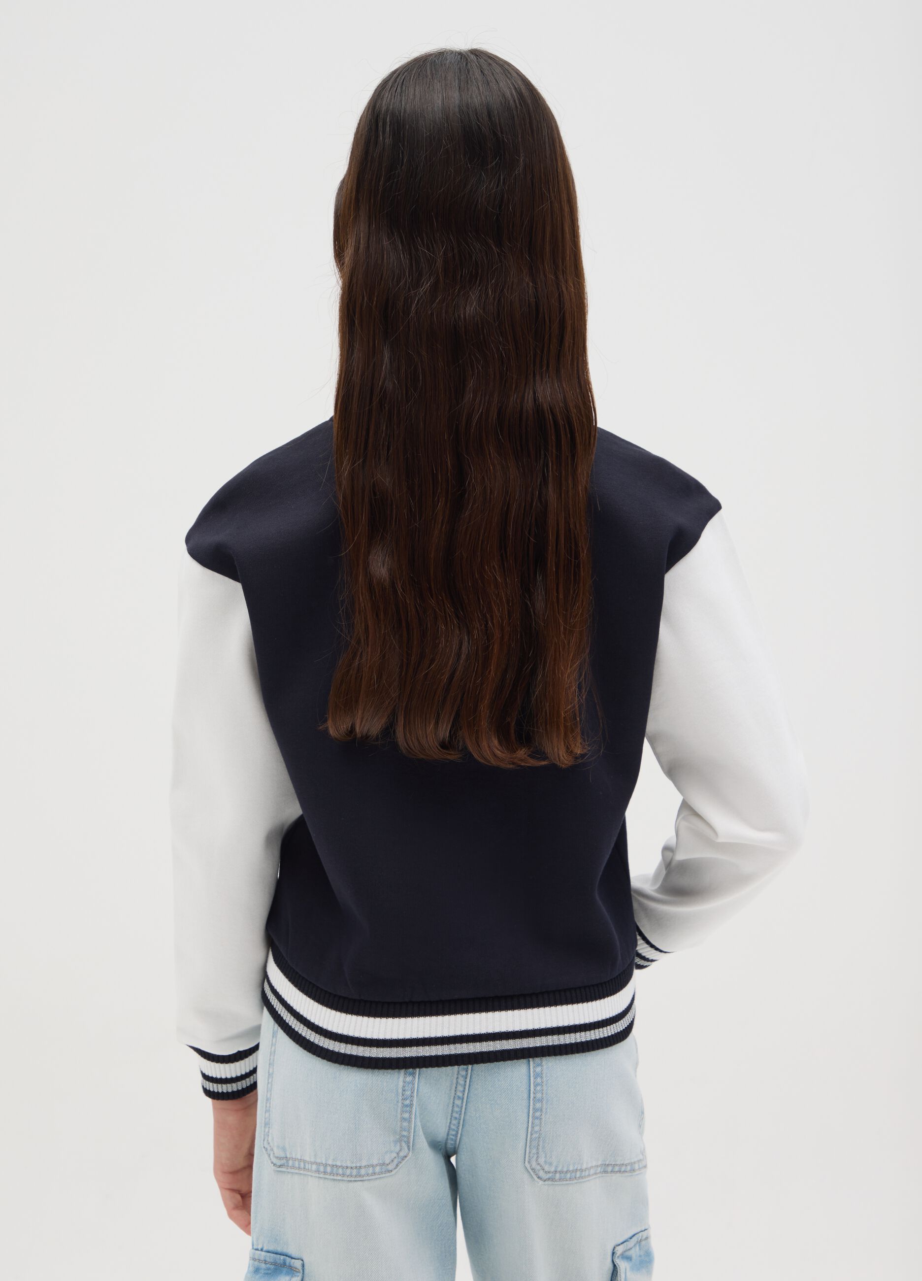 Varsity bomber jacket with "London" embroidery