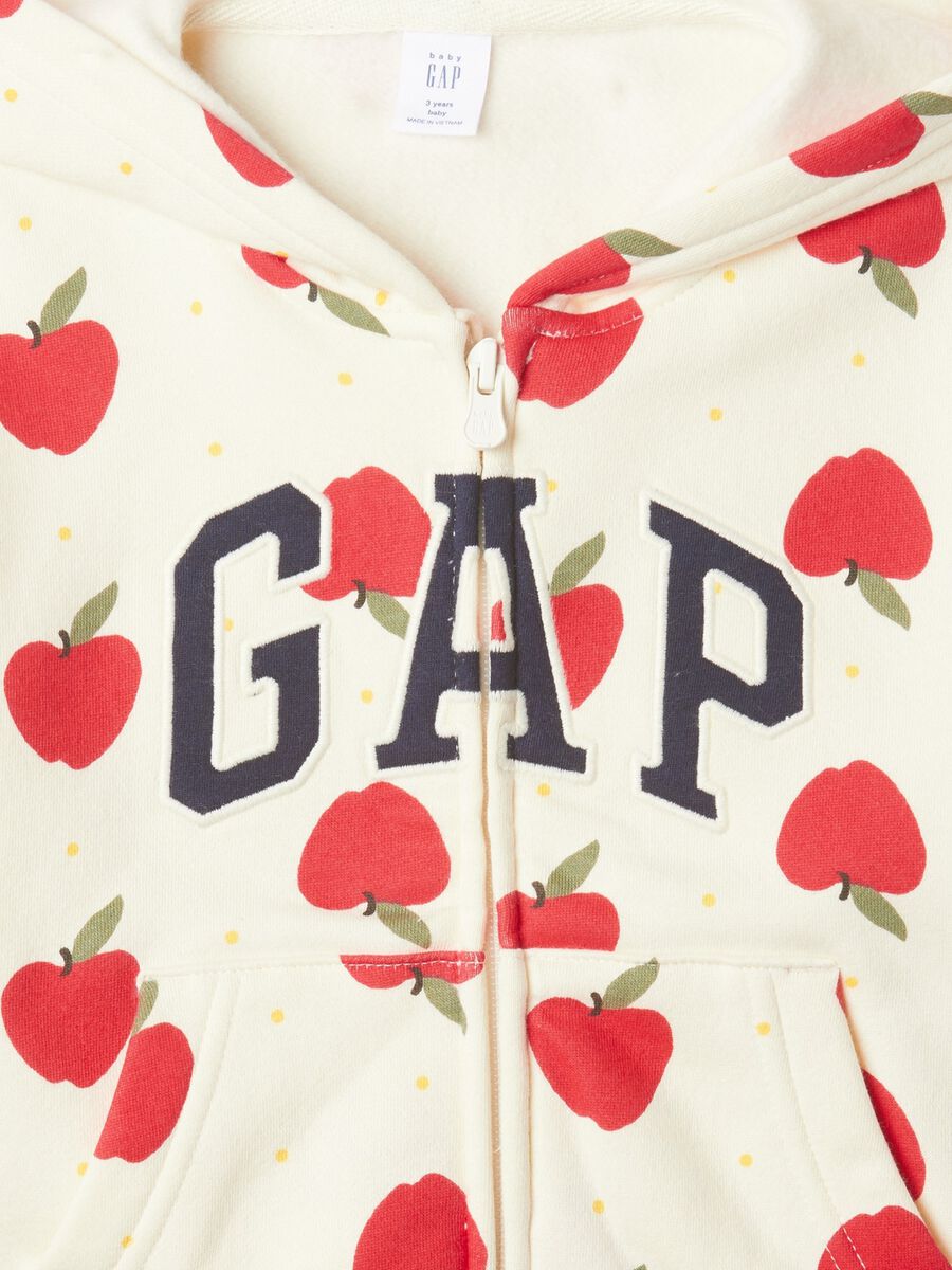 Full-zip sweatshirt with hood with print and logo embroidery_2