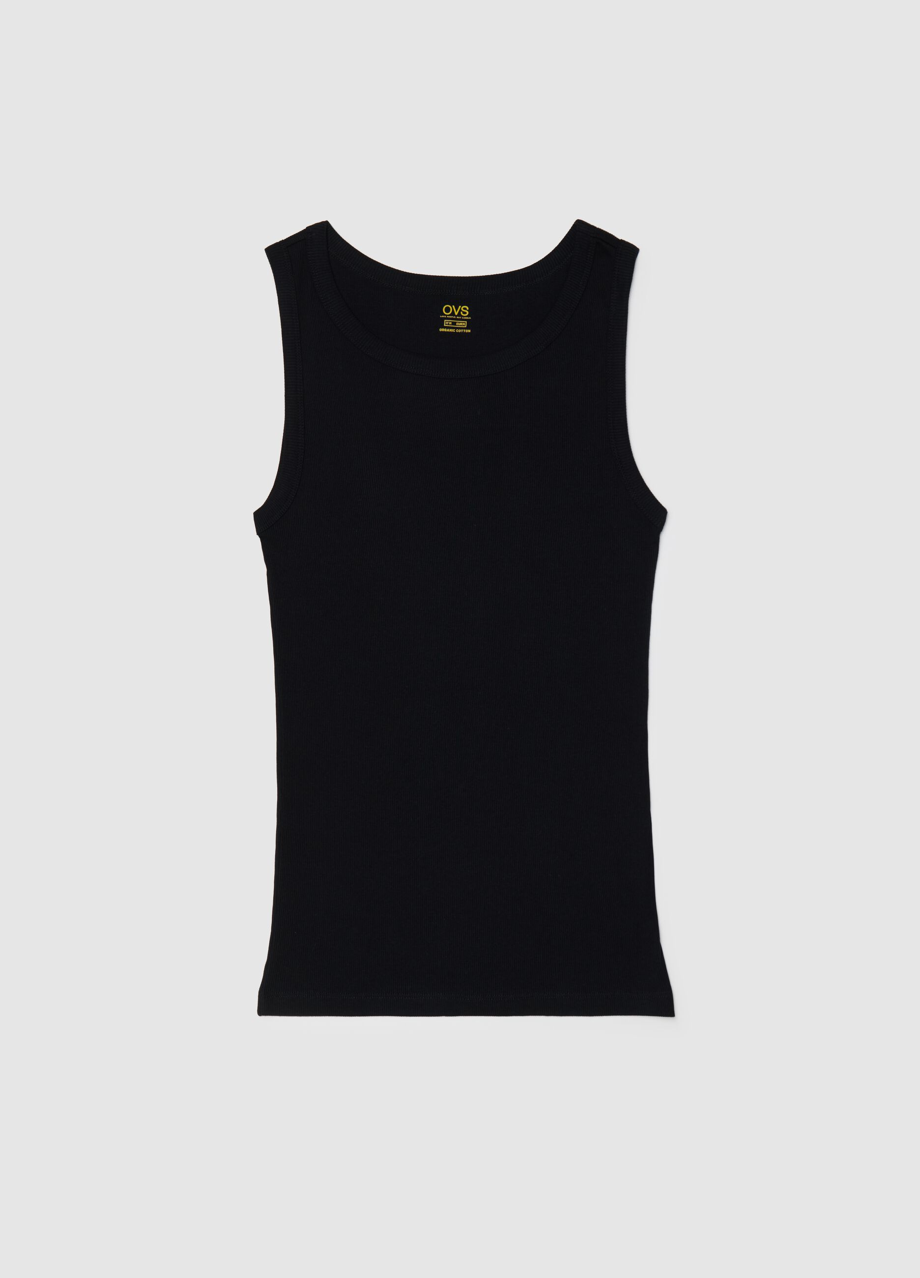 Black vest with round ribbed neck