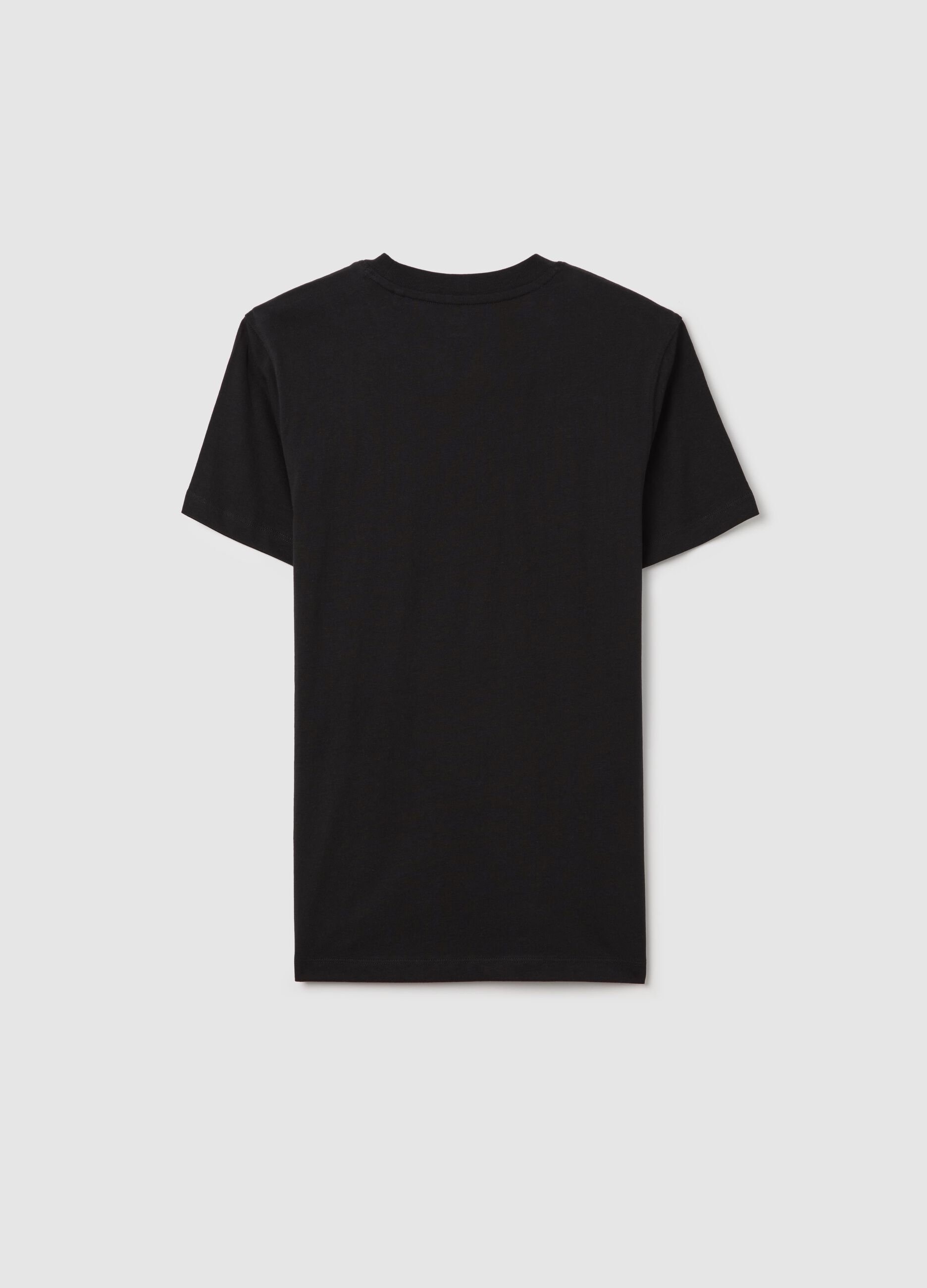 Black cotton T-shirt with lettering print