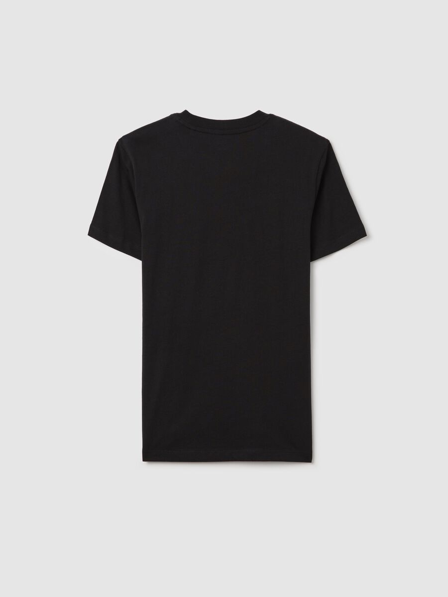Black cotton T-shirt with lettering print_1