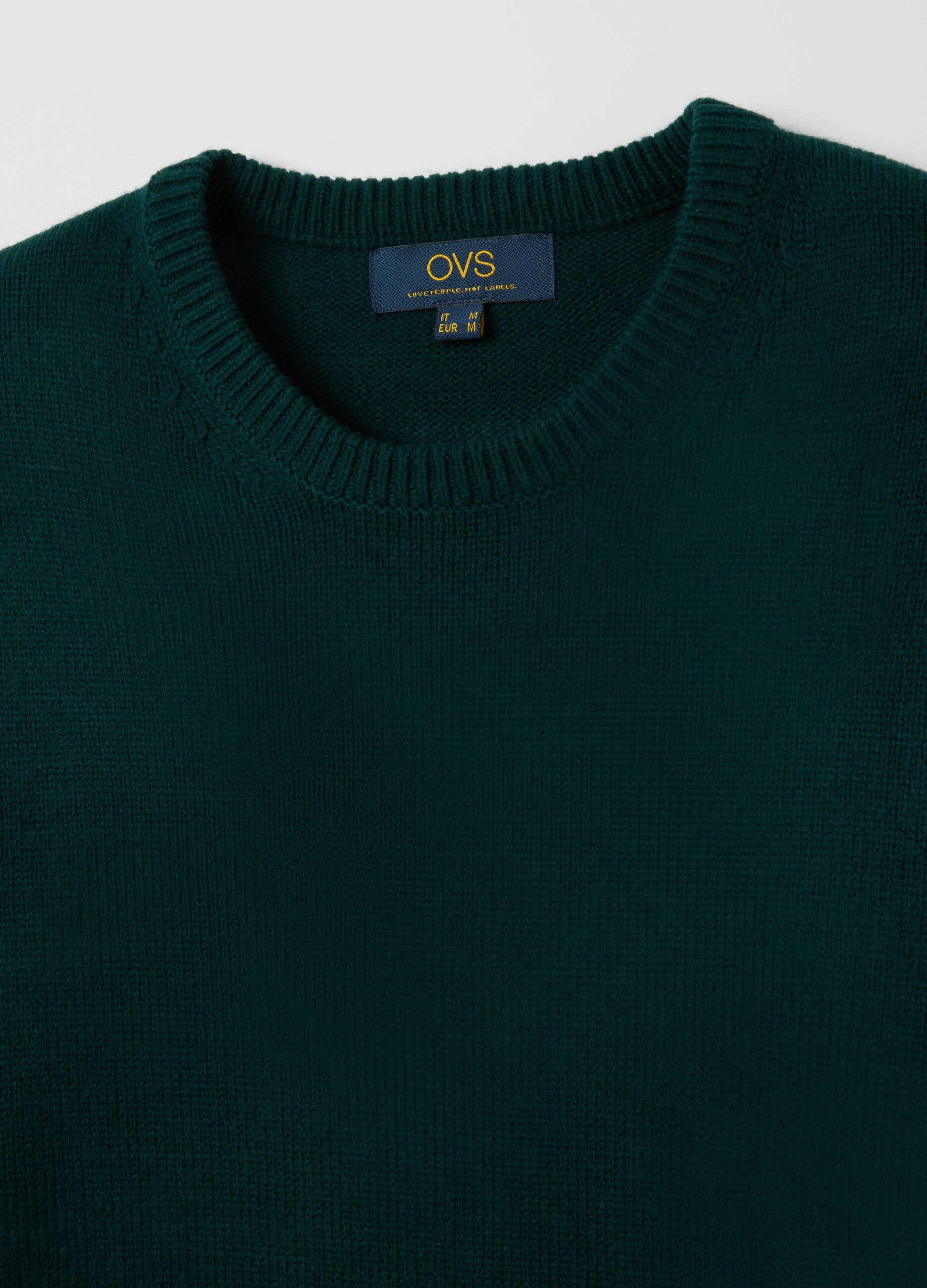 Regular fit green crewneck jumper