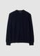 Navy blue crew-neck jumper in pure merino wool, regular fit_0