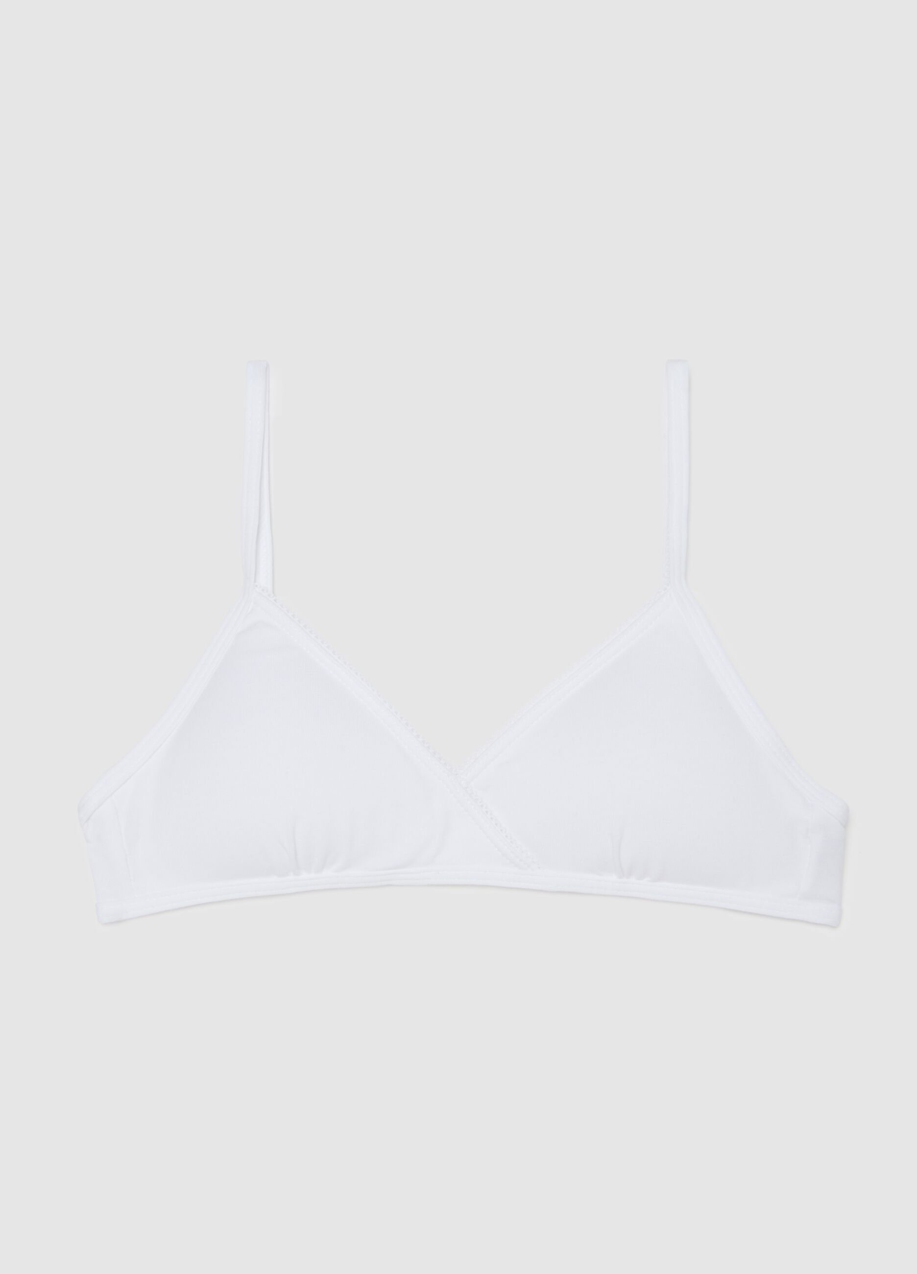 Girls' white stretch cotton triangle bra