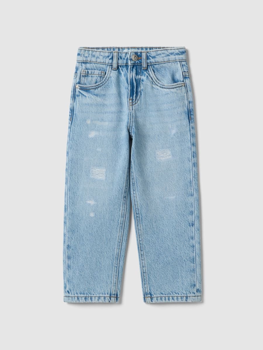 Boys&rsquo; pure cotton denim ripped jeans, comfort fit_1