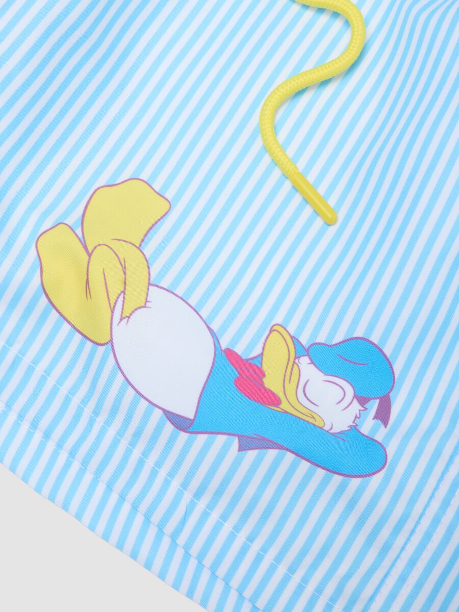 Blue and white striped swim boxers with Donald Duck print_1