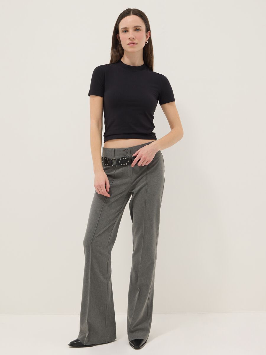 T-shirt in cotone elasticizzato nera slim fit_1