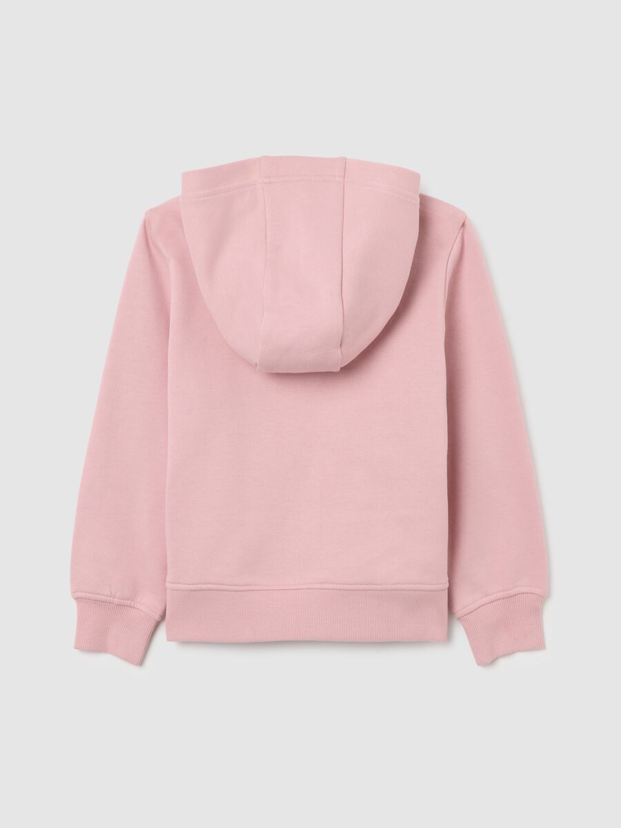 Girls' pink pure cotton sweatshirt with regular fit, zip and hood_1