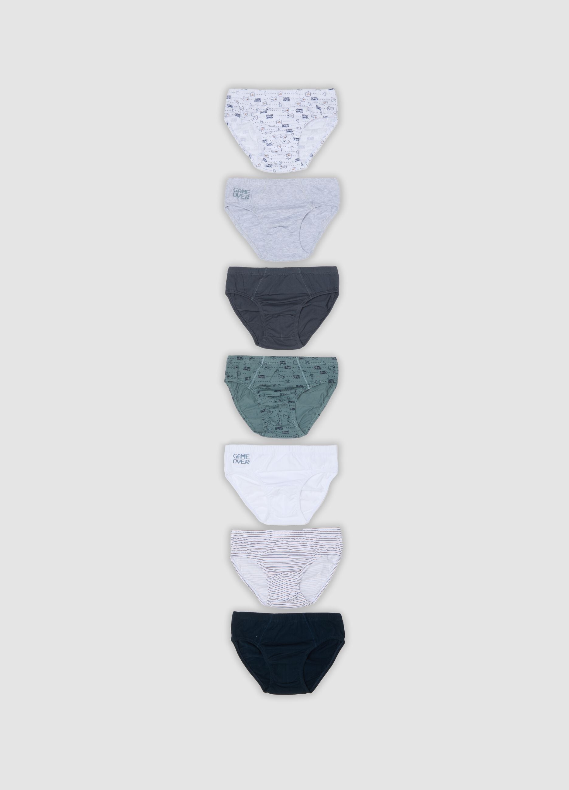 Pack of 7 multicoloured boys&rsquo; briefs in pure organic cotton