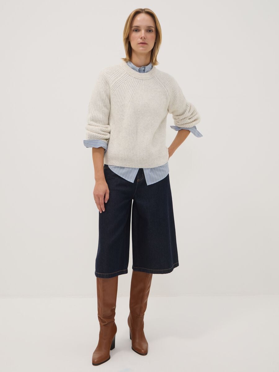 Beige ribbed wool-blend crew-neck jumper_2