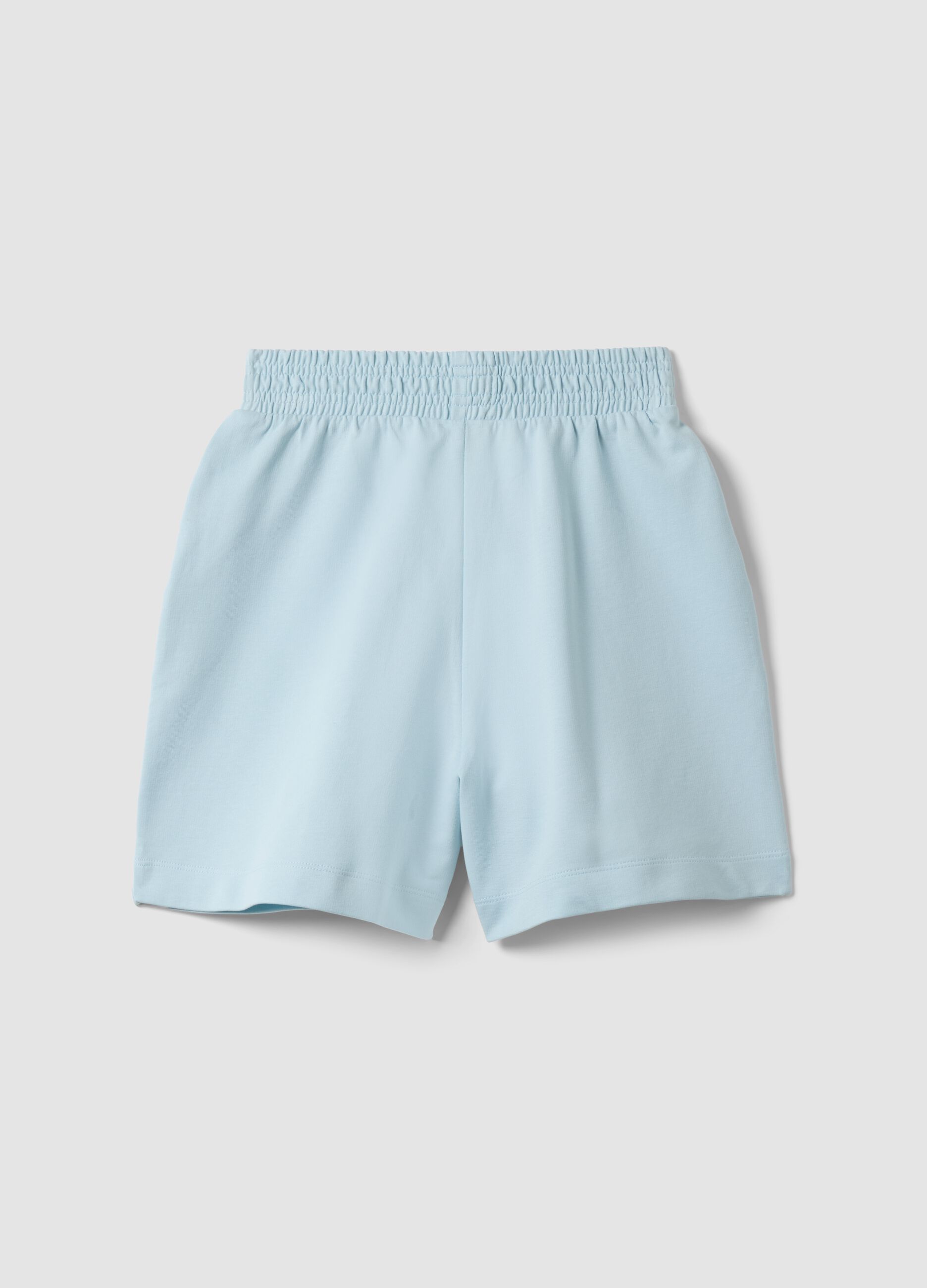 Girls' blue pure cotton oversized fit shorts