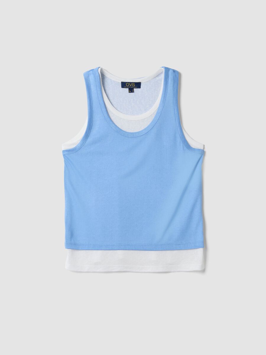 Tank top azzurro in misto viscosa regular fit_4