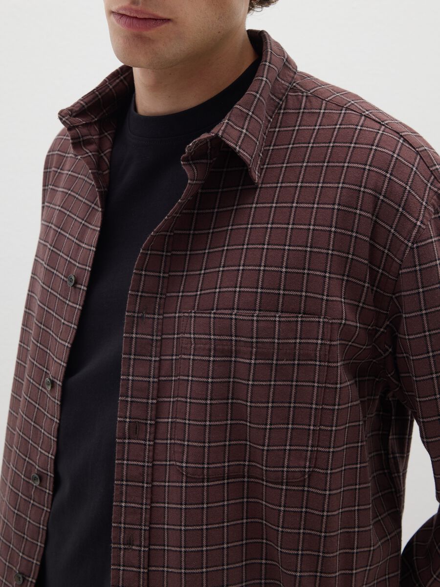 Oversized plaid pure cotton shirt_3