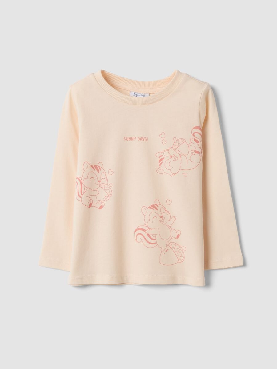 T-shirt beige in puro cotone organico con girocollo_0