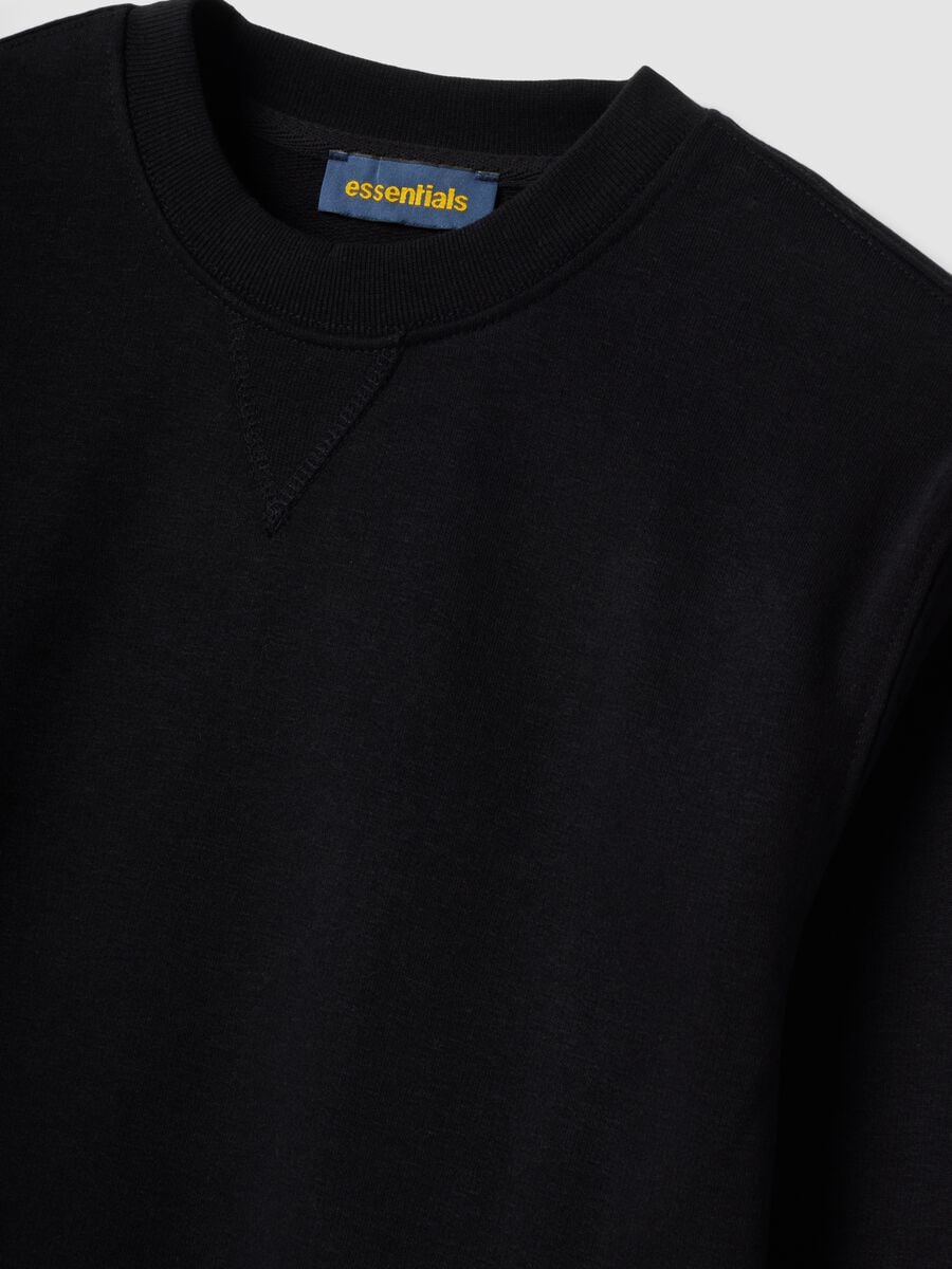 Felpa nera girocollo in misto cotone regular fit_6