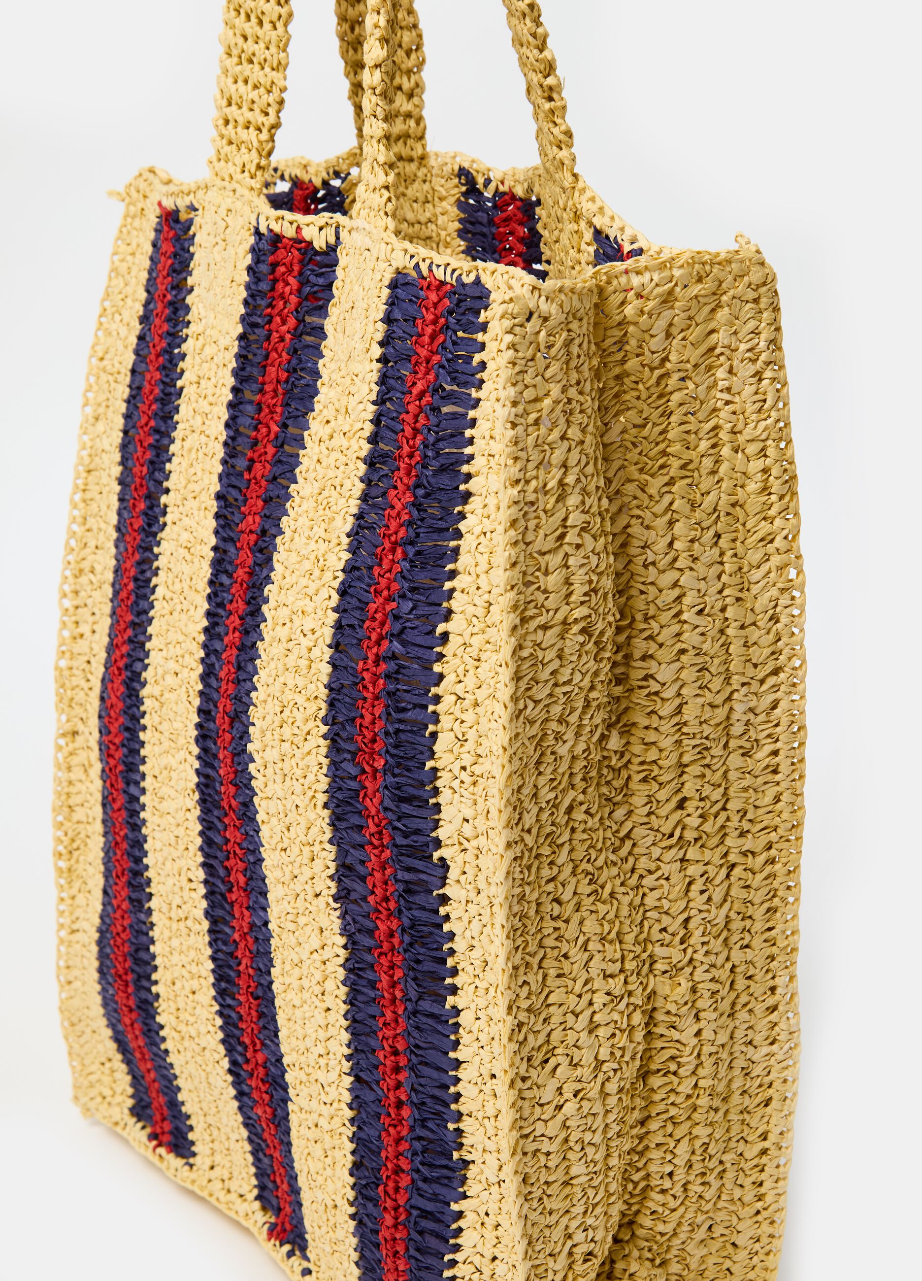 Tote bag in rafia a righe