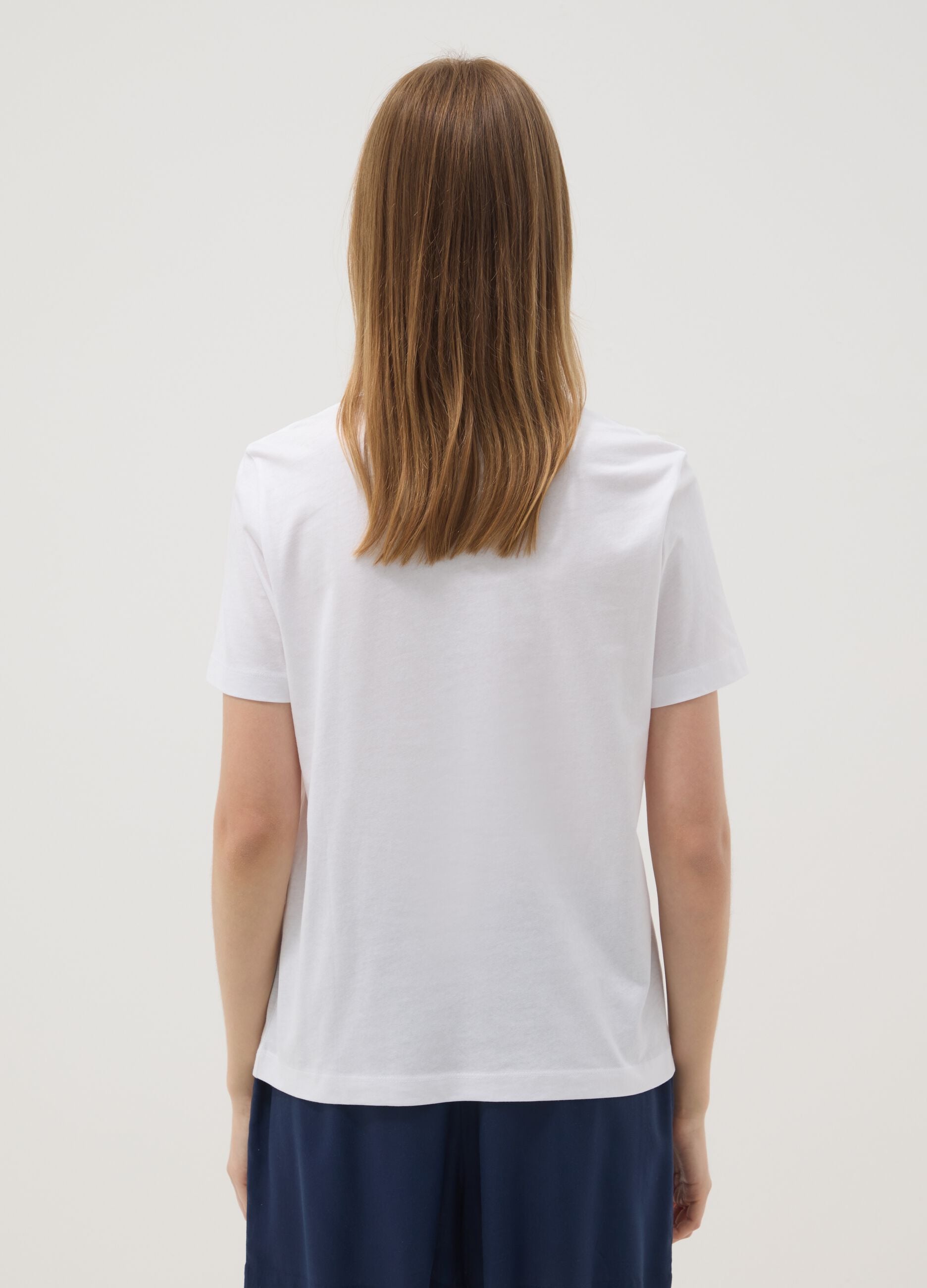 White pure cotton short-sleeve T-shirt