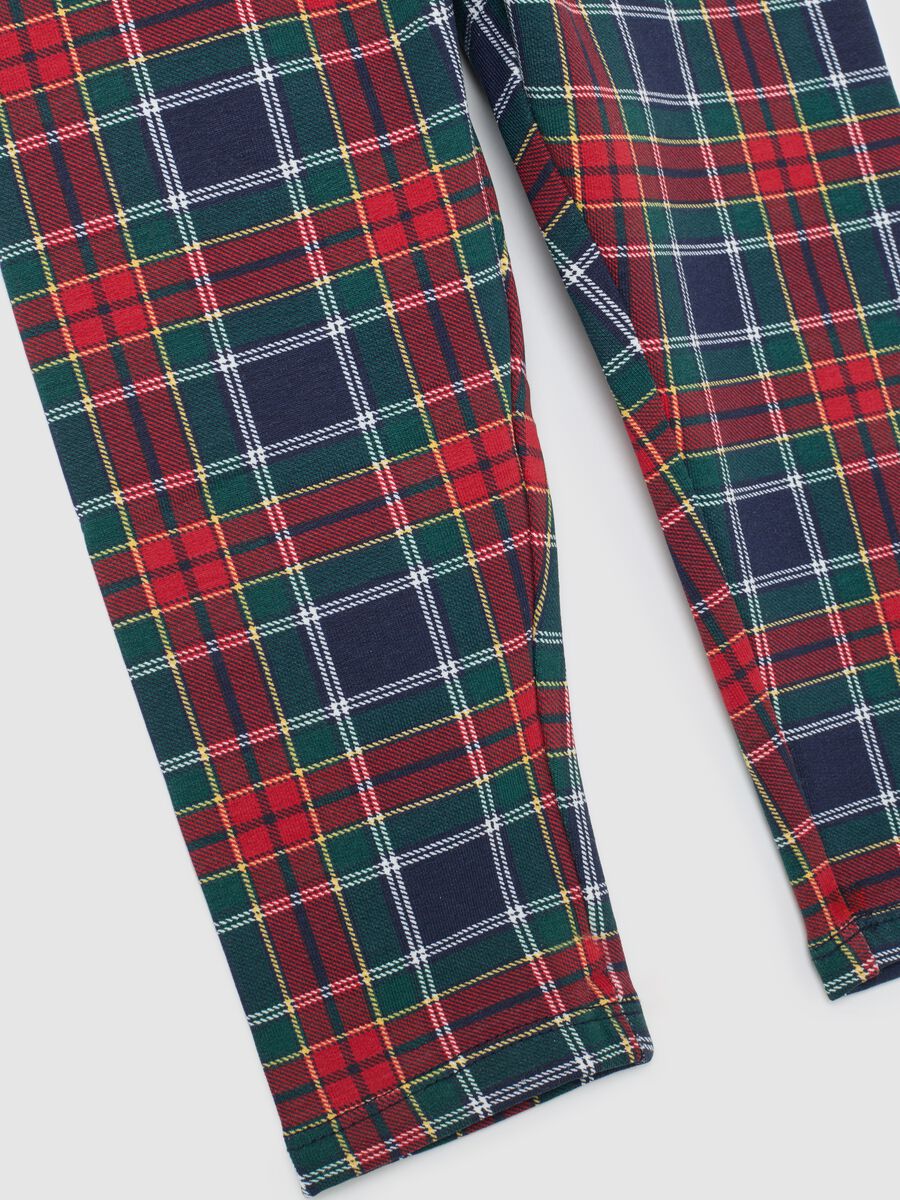 Multicolour check skinny leggings for girls in stretch cotton_3