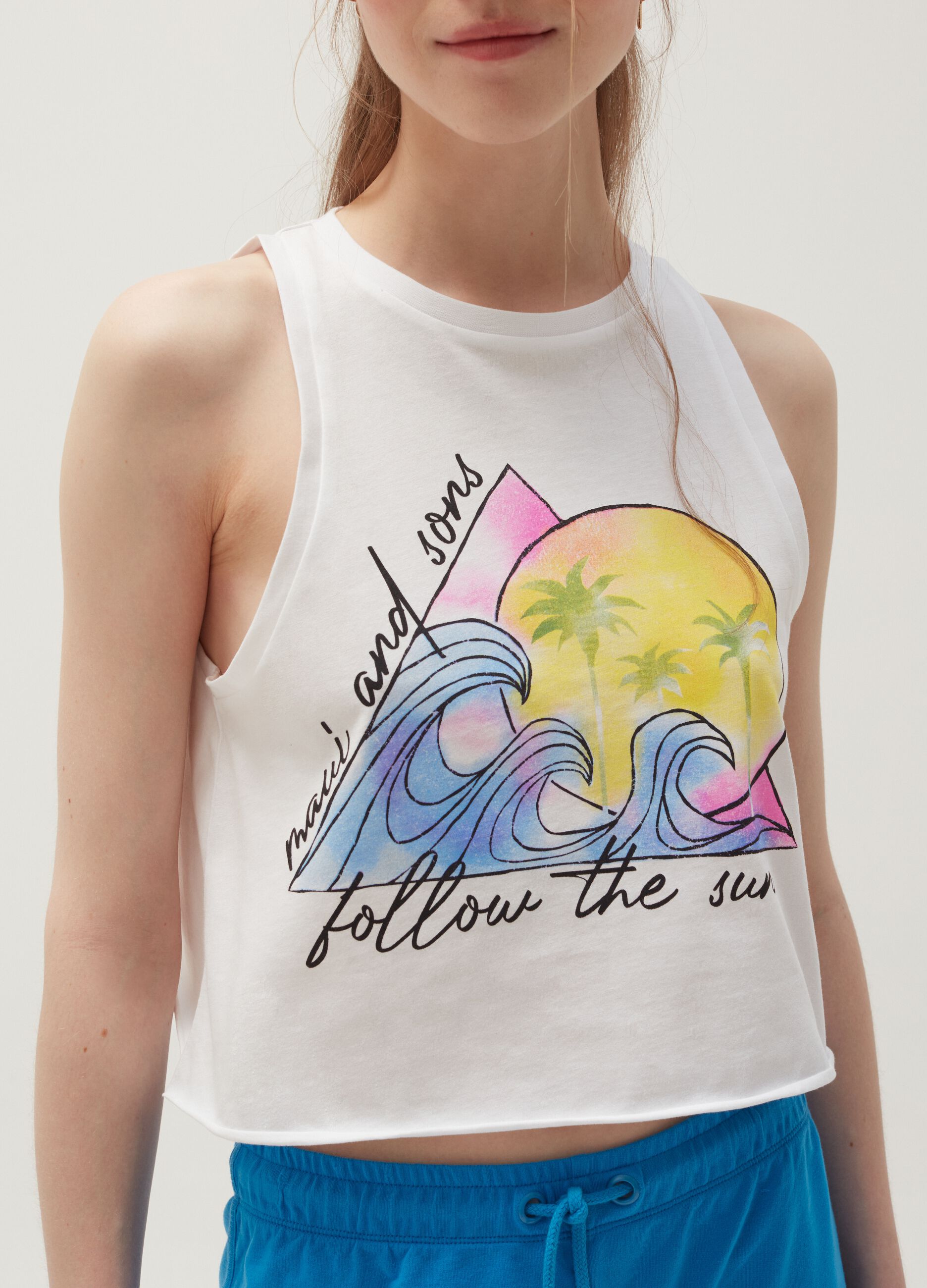 Cotton tank top with print by Maui and Sons