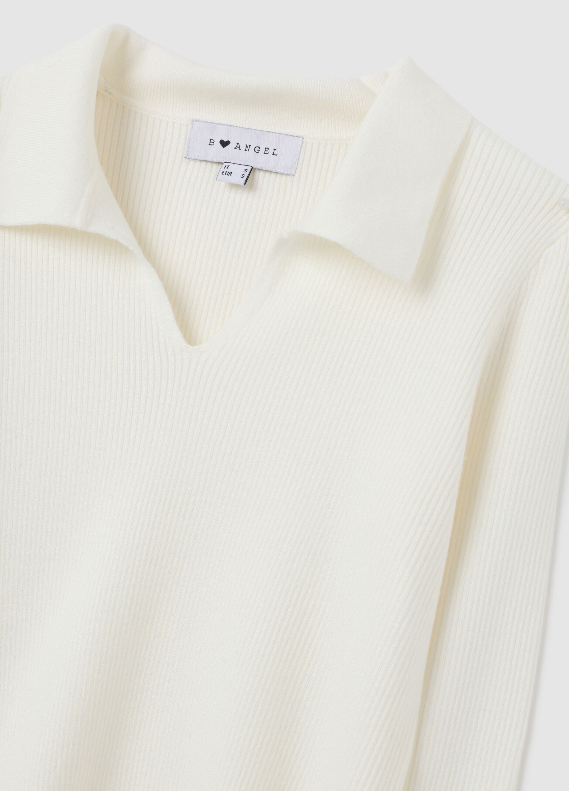 White Viscose Blend Fitted Jumper
