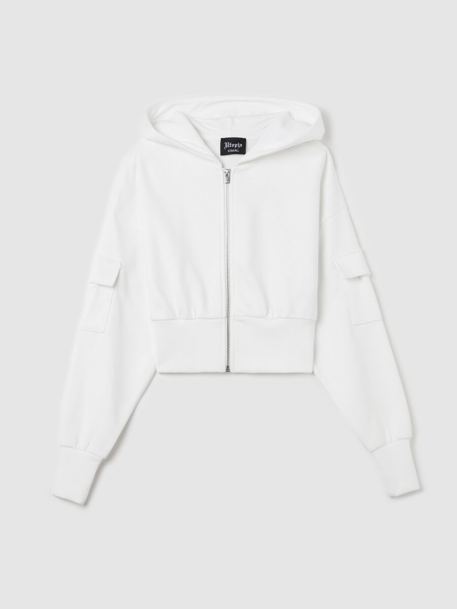 Crop Cargo Zip Hoodie White_6
