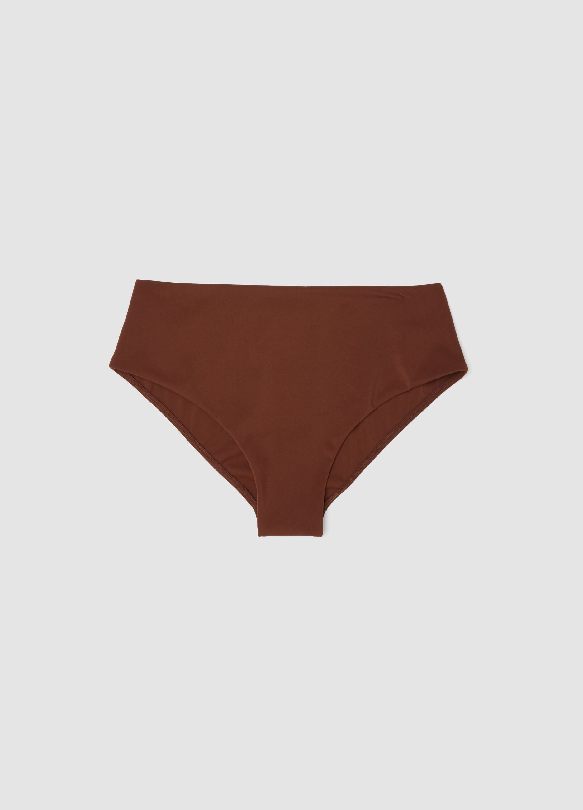 Brown stretch-fabric bikini bottoms